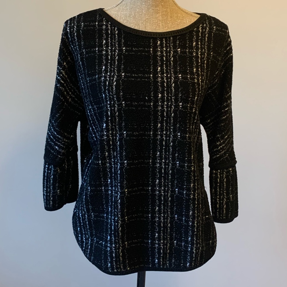 Black and White Textured Blouse